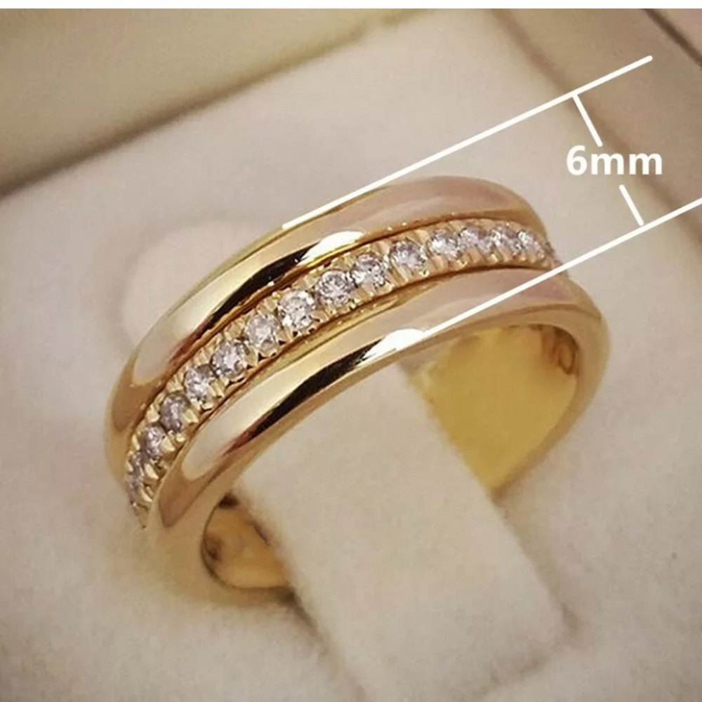 Yellow Gold Plated Ring Women White Sapphire - Picture 4 of 7